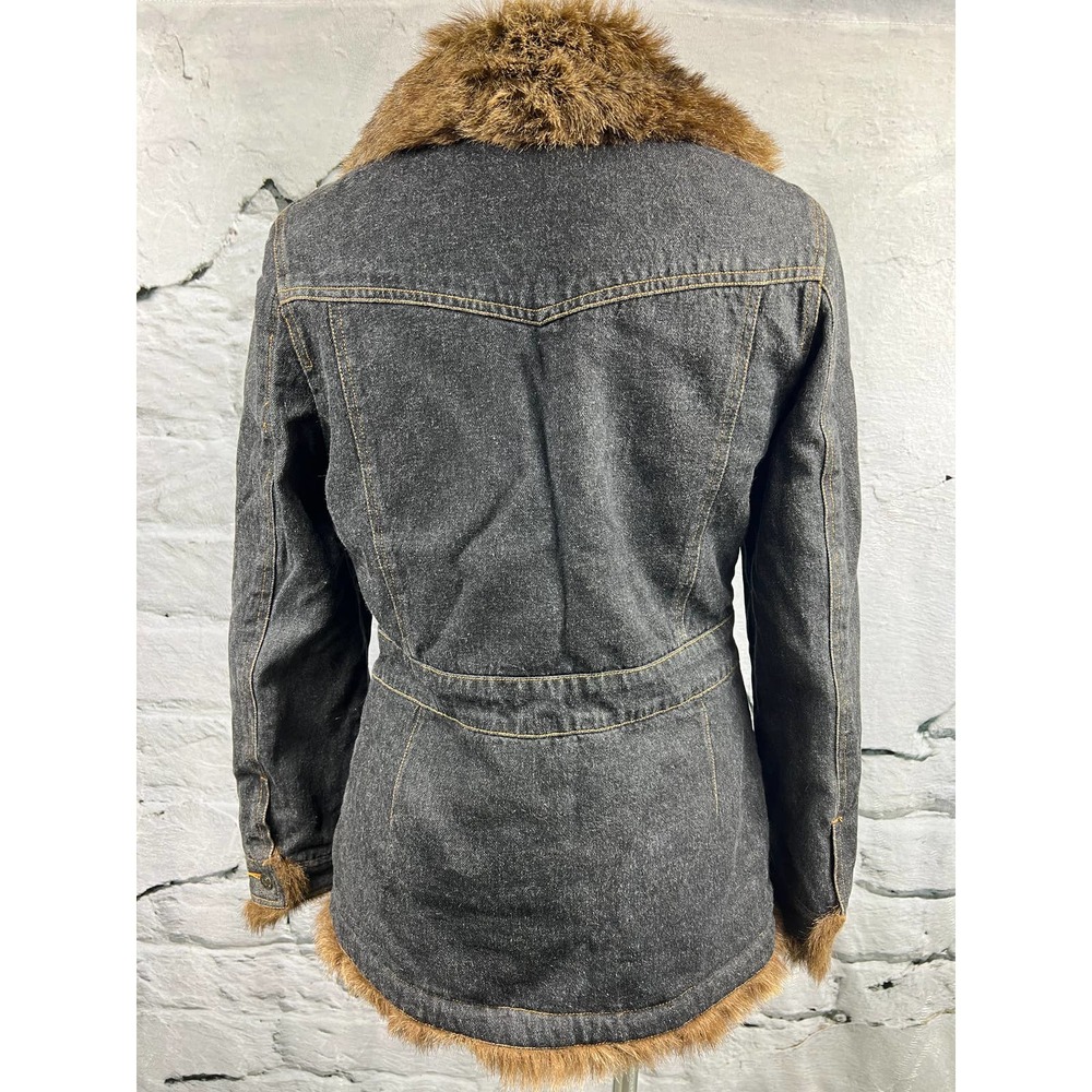 Marvin Richards denim faux fur lined jacket button up womens size S - Picture 2 of 11